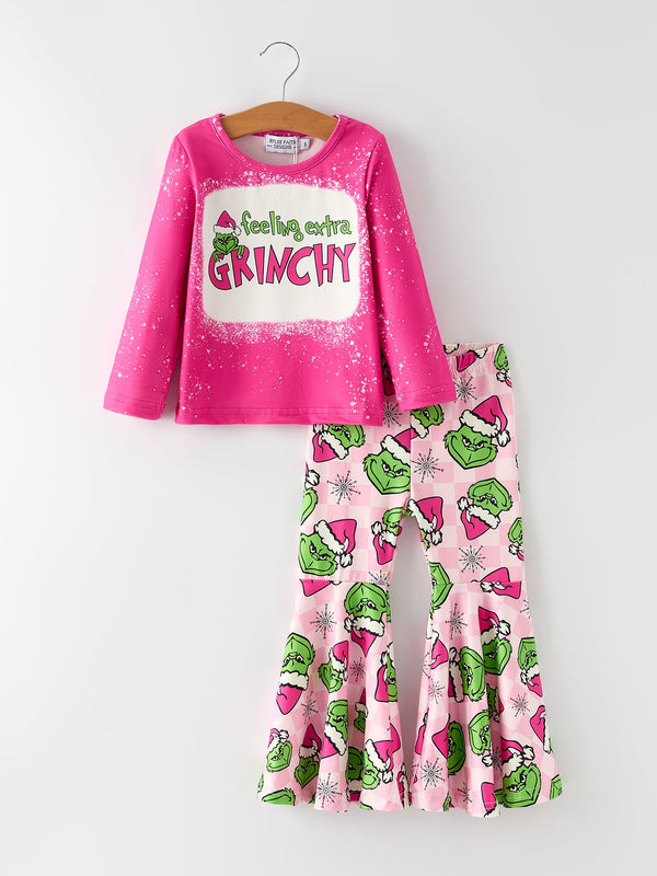christmas-character-outfit-set-for-girls-pink-long-sleeve-top-flare-pants Rylee Faith Designs - Sophia's StyleOutfit-1